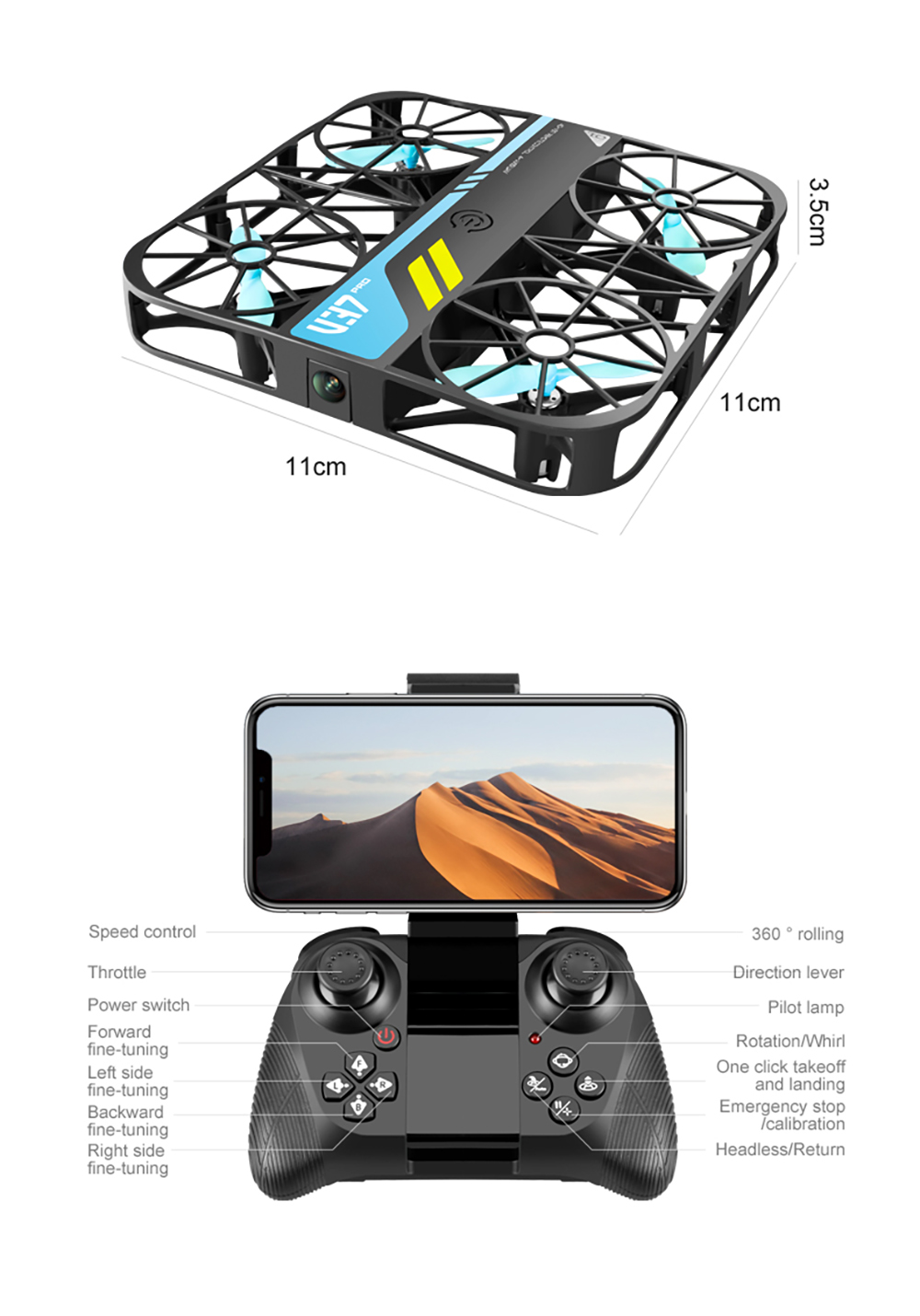 4DRC-V37-MINI-WiFi-FPV-mit-HD-Kamera-Modus-fuumlr-Houmlhenhaltung-Vollen-Gitter-Schutz-Kindergeschen-2017320-15